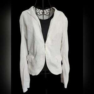 Witchery Blazer Womens Sz US 10 (AU 14) Power Shoulders White Textured